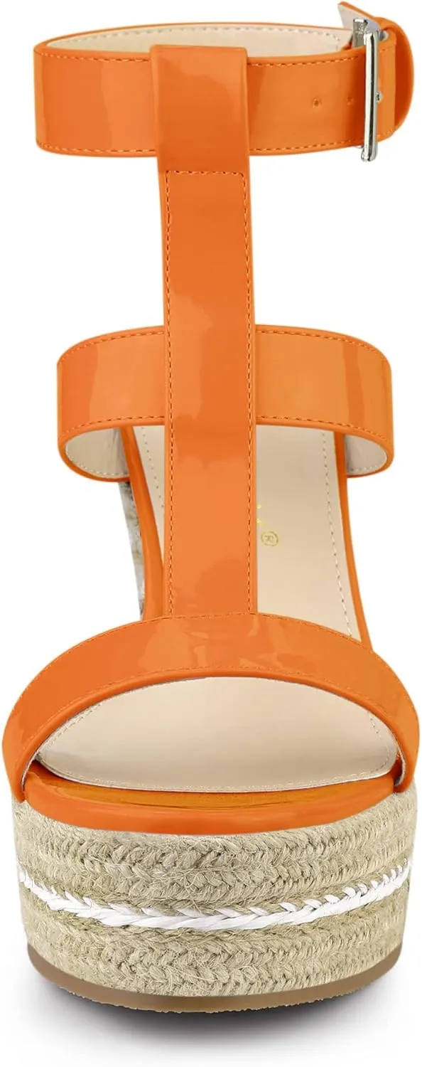 Allegra K Women's Espadrille Strappy Platform Wedges Sandals