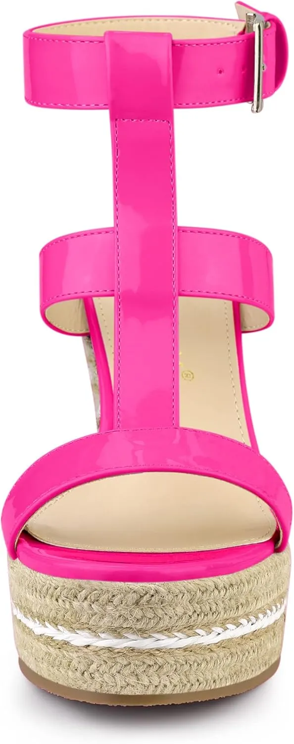 Allegra K Women's Espadrille Strappy Platform Wedges Sandals