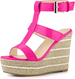 Allegra K Women's Espadrille Strappy Platform Wedges Sandals