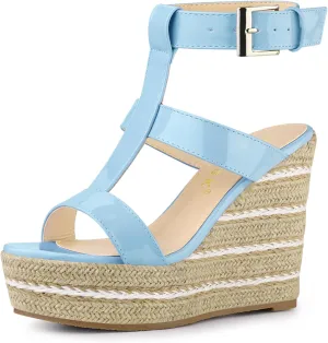 Allegra K Women's Espadrille Strappy Platform Wedges Sandals