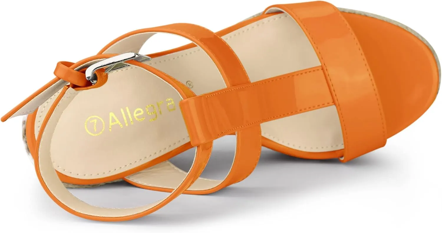 Allegra K Women's Espadrille Strappy Platform Wedges Sandals