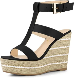 Allegra K Women's Espadrille Strappy Platform Wedges Sandals