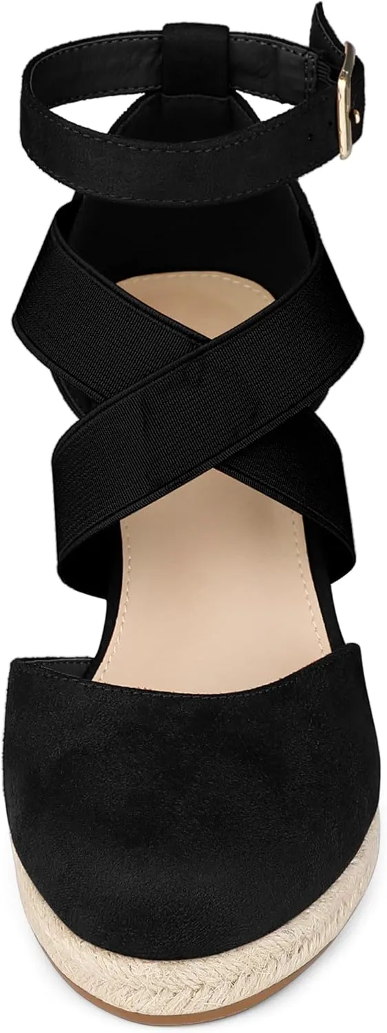 Allegra K Women's Espadrilles Closed Toe Wedges Heels Sandals