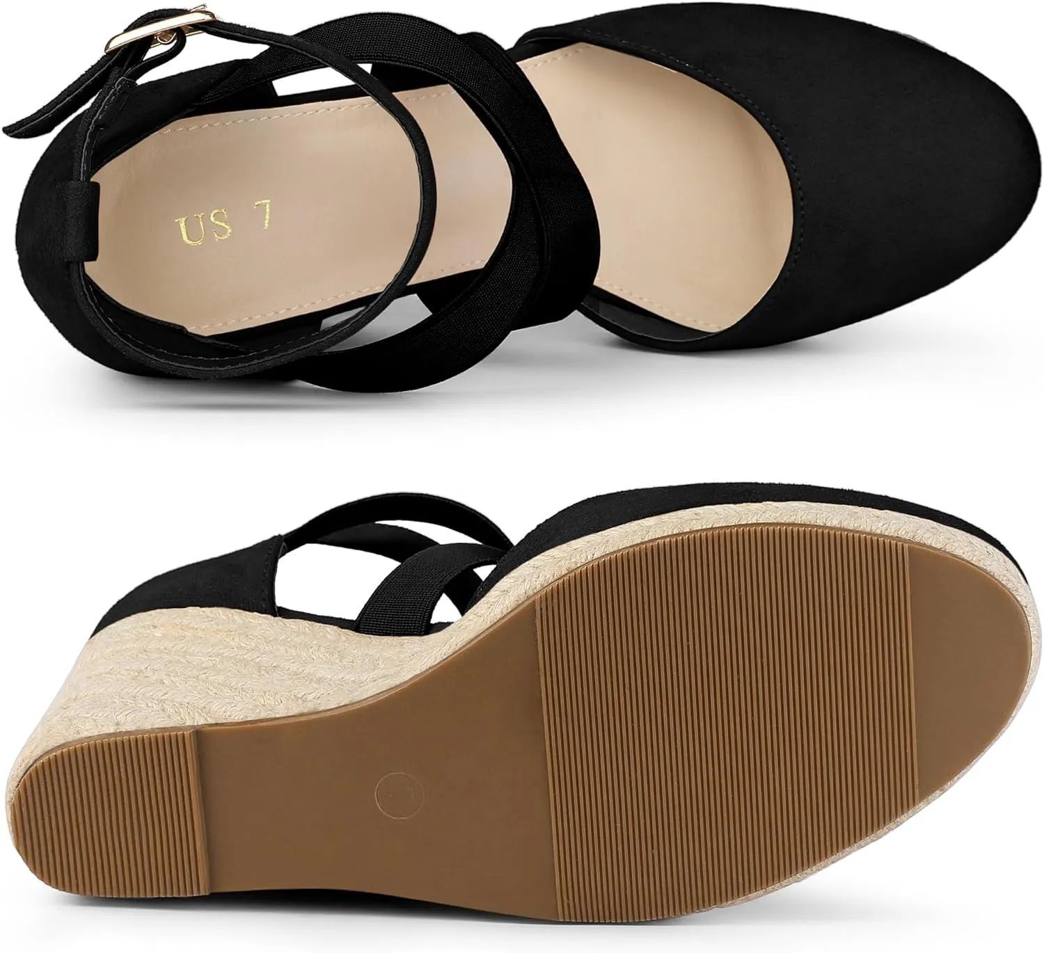 Allegra K Women's Espadrilles Closed Toe Wedges Heels Sandals