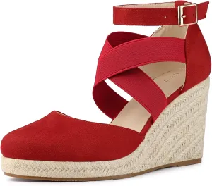 Allegra K Women's Espadrilles Closed Toe Wedges Heels Sandals