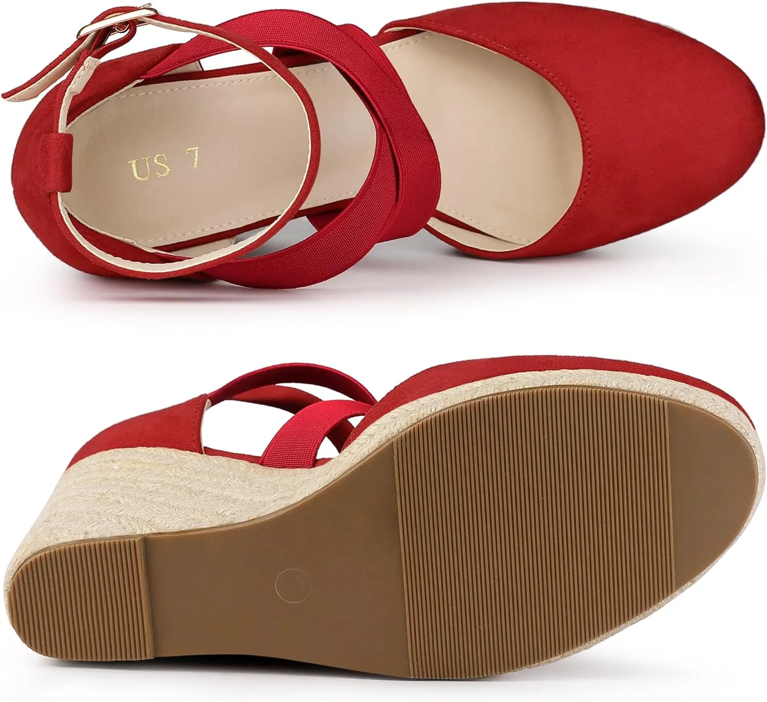 Allegra K Women's Espadrilles Closed Toe Wedges Heels Sandals