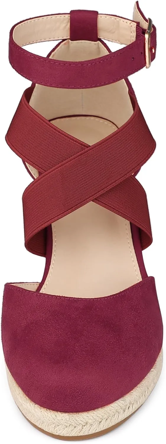 Allegra K Women's Espadrilles Closed Toe Wedges Heels Sandals