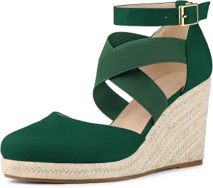 Allegra K Women's Espadrilles Closed Toe Wedges Heels Sandals