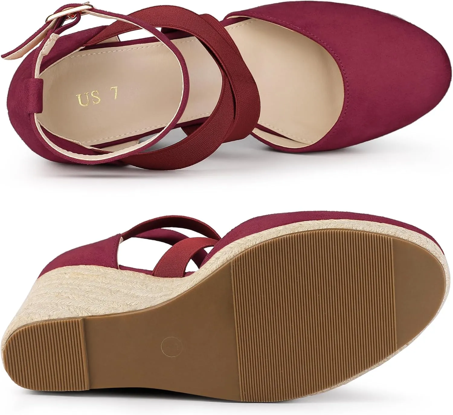 Allegra K Women's Espadrilles Closed Toe Wedges Heels Sandals