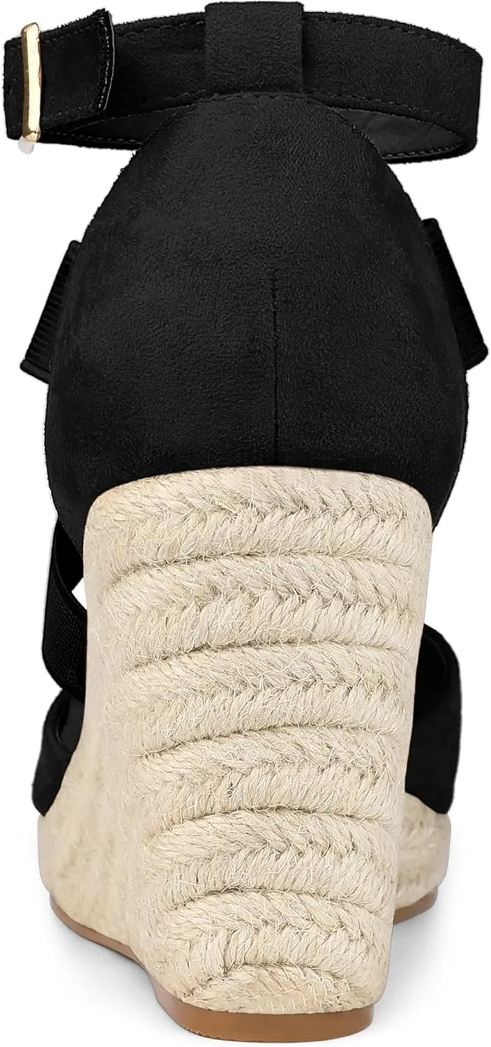 Allegra K Women's Espadrilles Closed Toe Wedges Heels Sandals