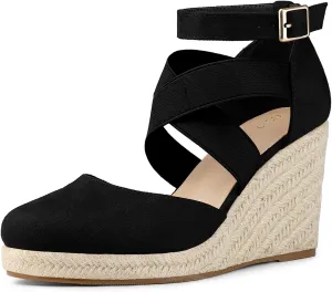 Allegra K Women's Espadrilles Closed Toe Wedges Heels Sandals