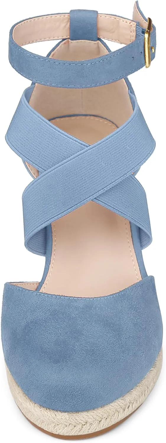 Allegra K Women's Espadrilles Closed Toe Wedges Heels Sandals