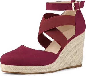 Allegra K Women's Espadrilles Closed Toe Wedges Heels Sandals