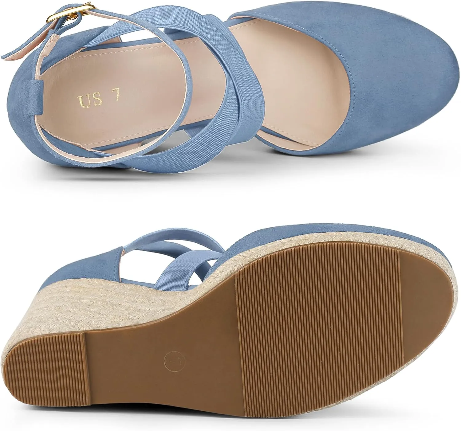 Allegra K Women's Espadrilles Closed Toe Wedges Heels Sandals