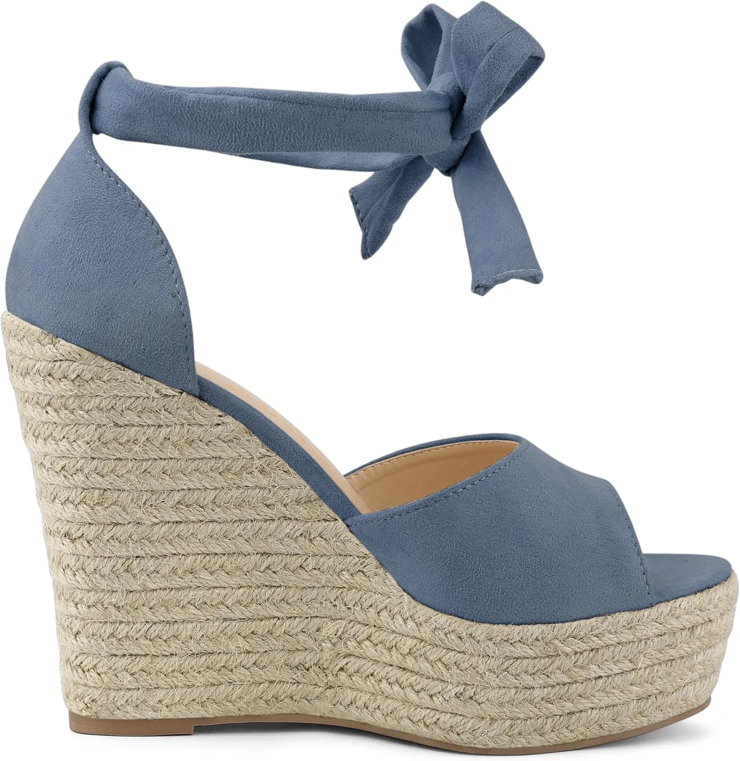 Allegra K Women's Espadrilles Tie Up Ankle Strap Wedges Sandals
