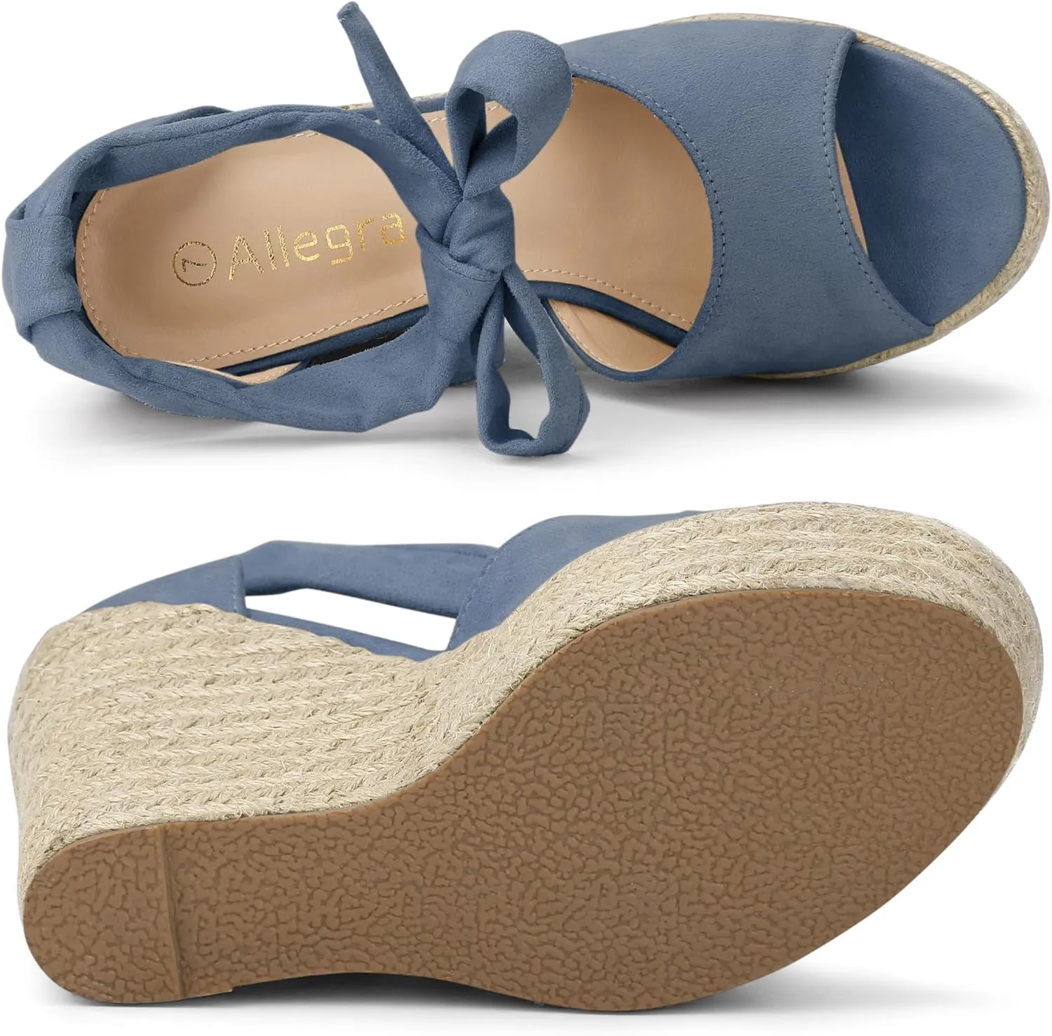 Allegra K Women's Espadrilles Tie Up Ankle Strap Wedges Sandals