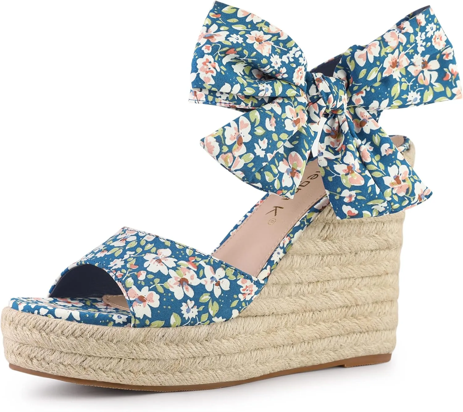 Allegra K Women's Platform Floral Printed Slingback Espadrille Wedge Sandals
