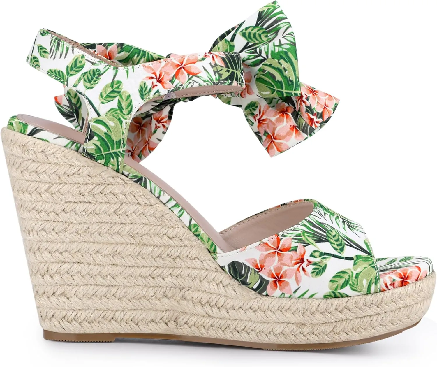 Allegra K Women's Platform Floral Printed Slingback Espadrille Wedge Sandals