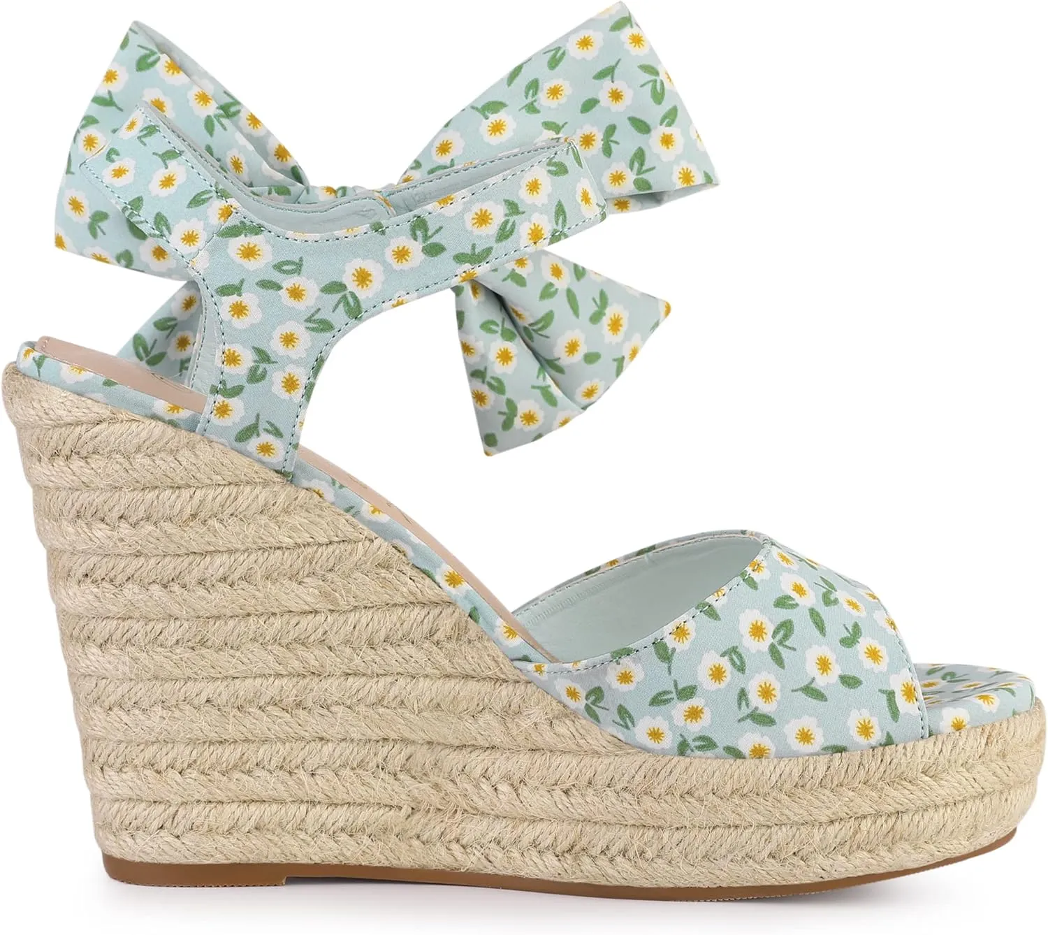 Allegra K Women's Platform Floral Printed Slingback Espadrille Wedge Sandals