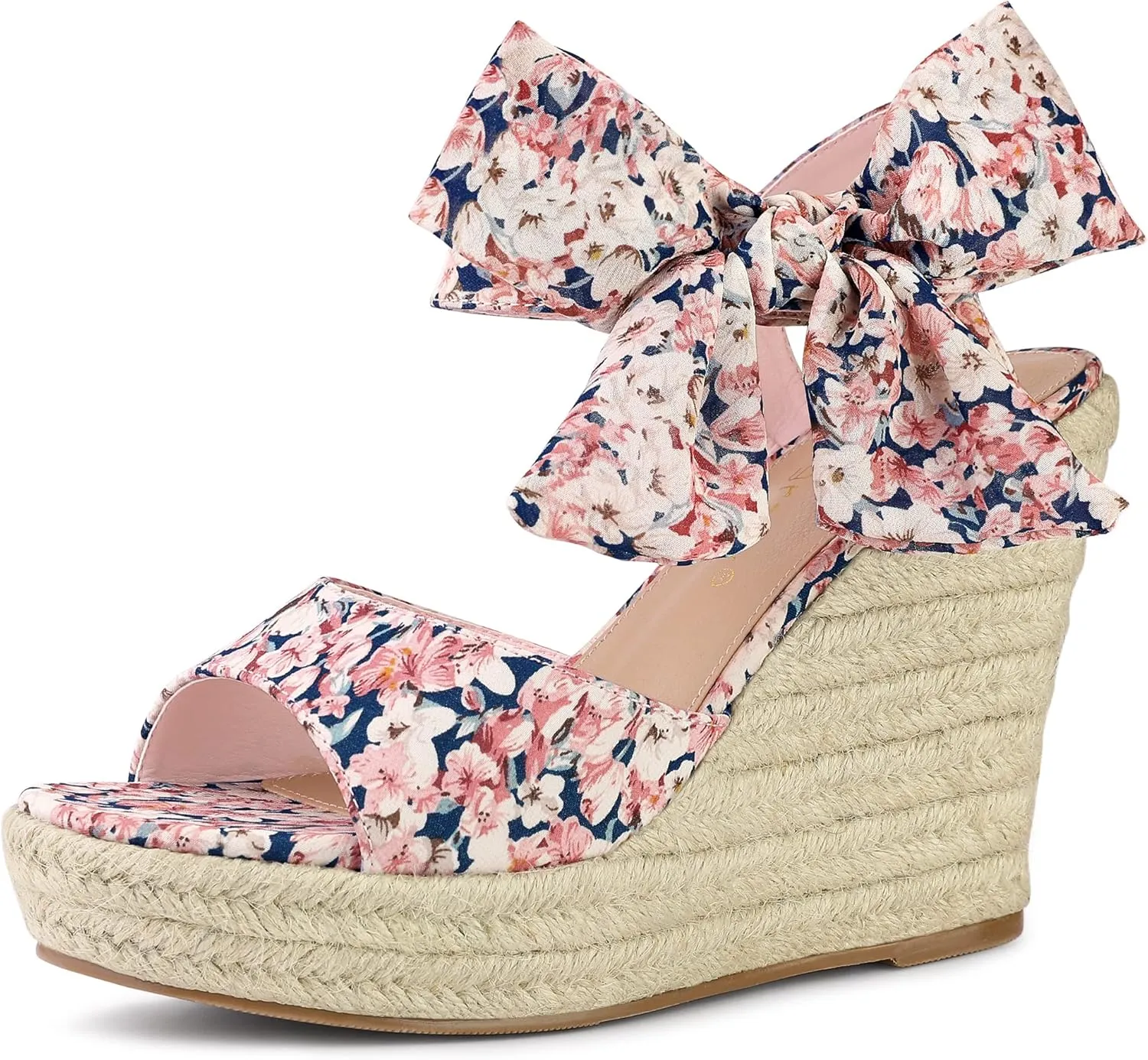 Allegra K Women's Platform Floral Printed Slingback Espadrille Wedge Sandals