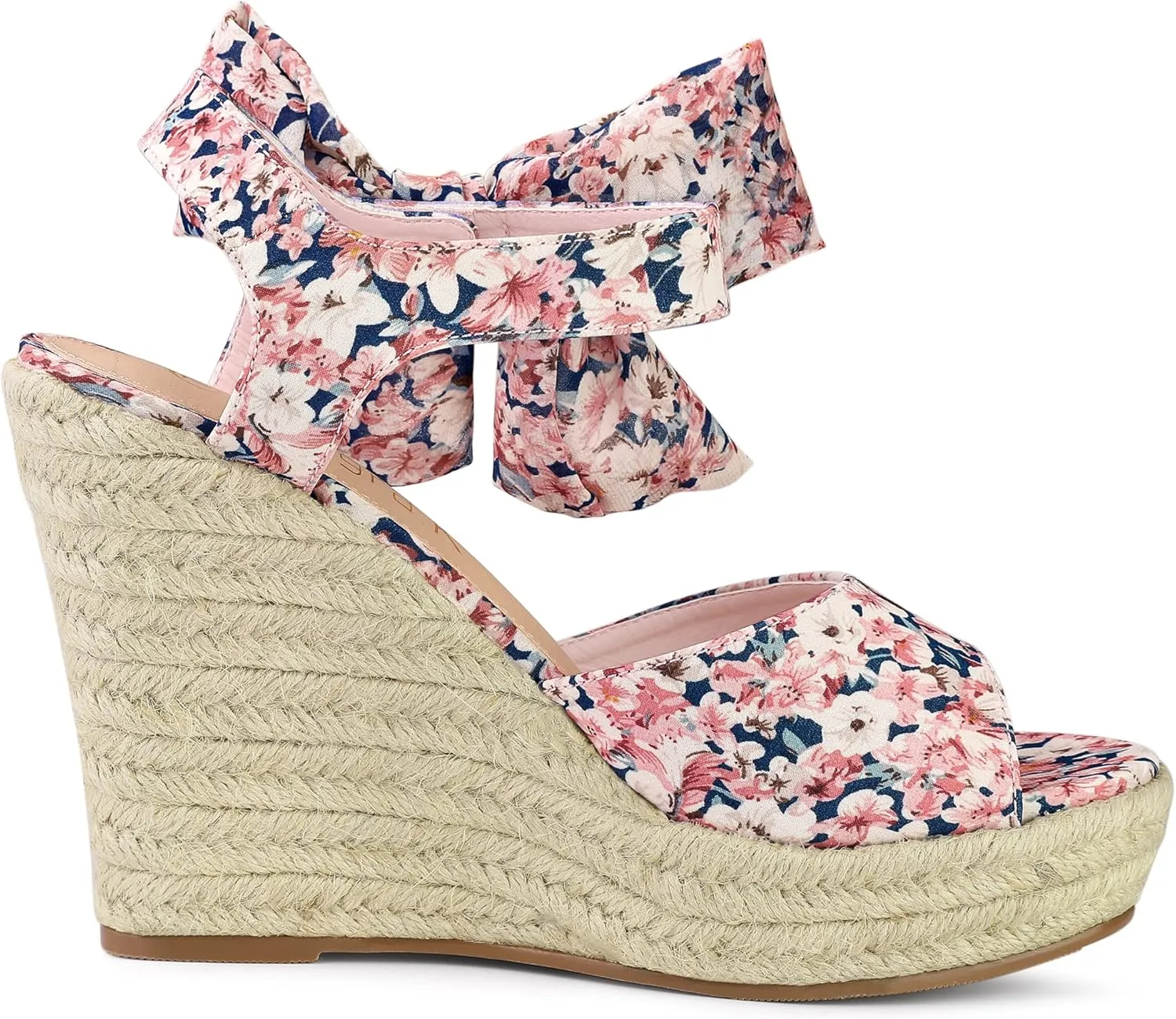 Allegra K Women's Platform Floral Printed Slingback Espadrille Wedge Sandals