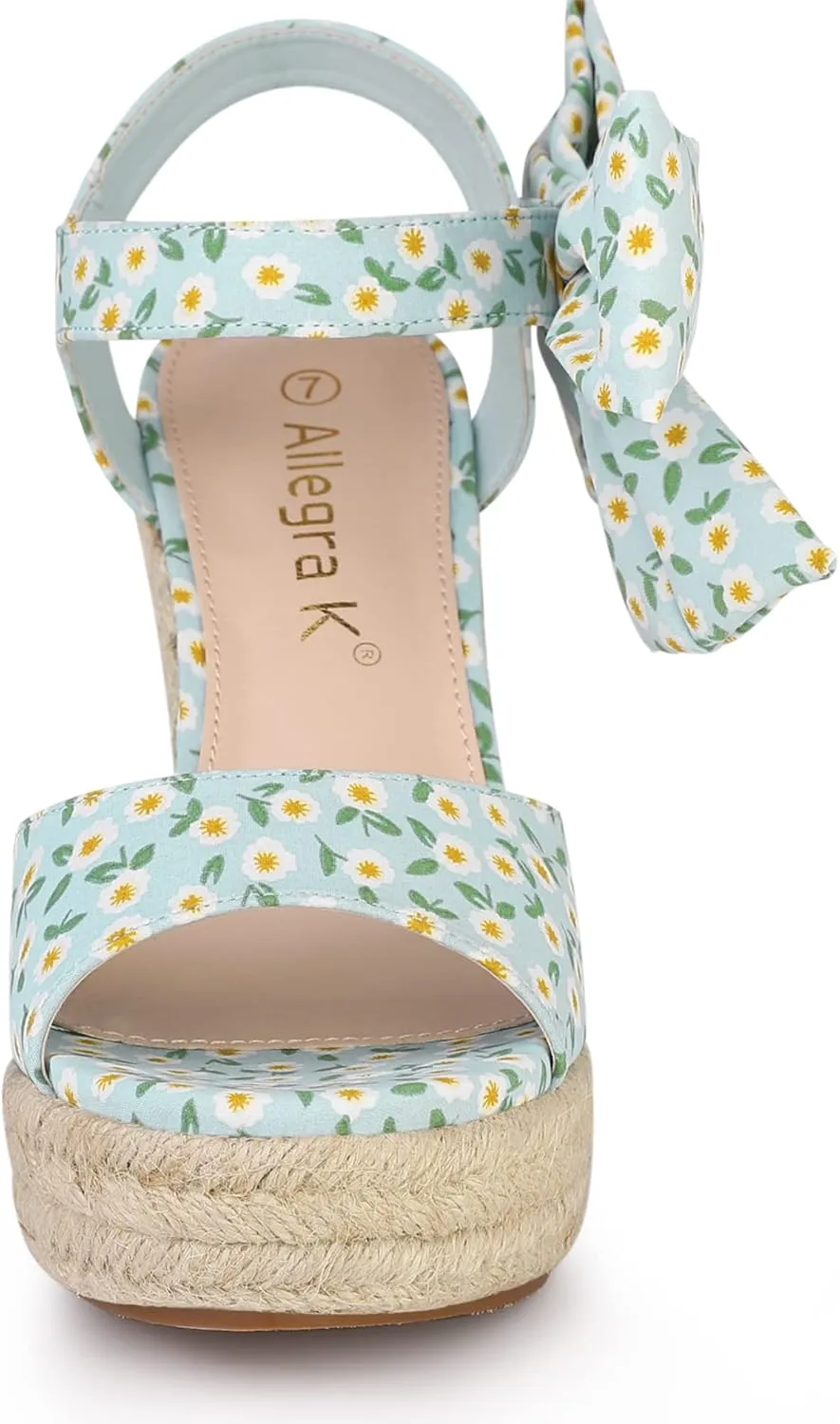Allegra K Women's Platform Floral Printed Slingback Espadrille Wedge Sandals