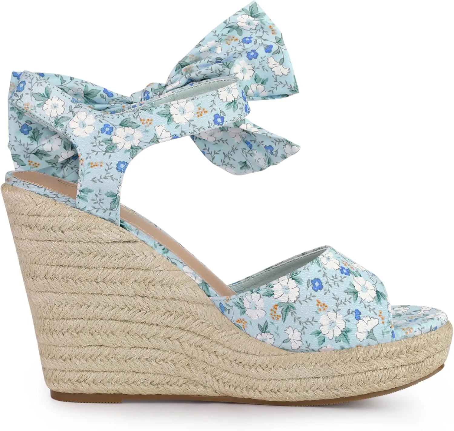 Allegra K Women's Platform Floral Printed Slingback Espadrille Wedge Sandals