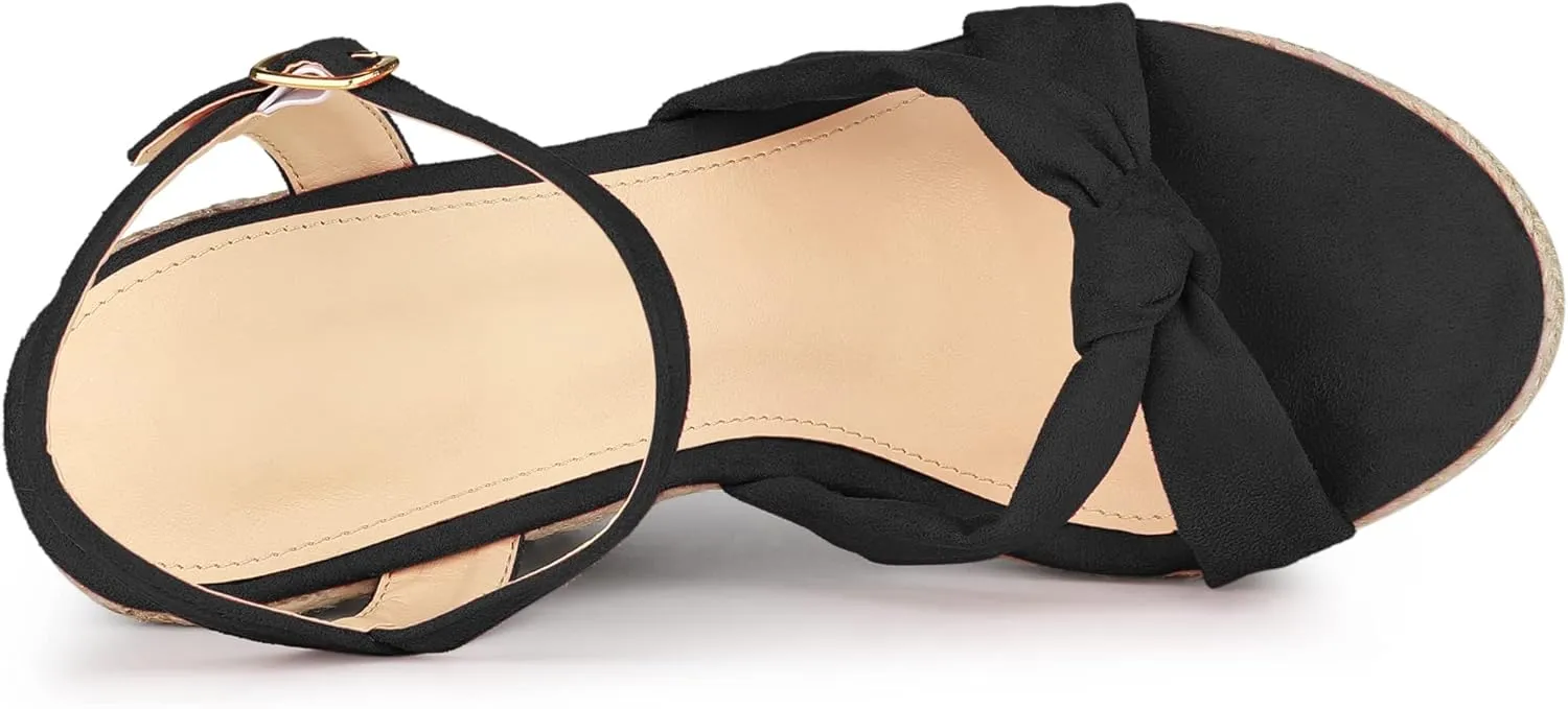 Allegra K Women's Platform Slingback Espadrille Wedge Heel Sandals