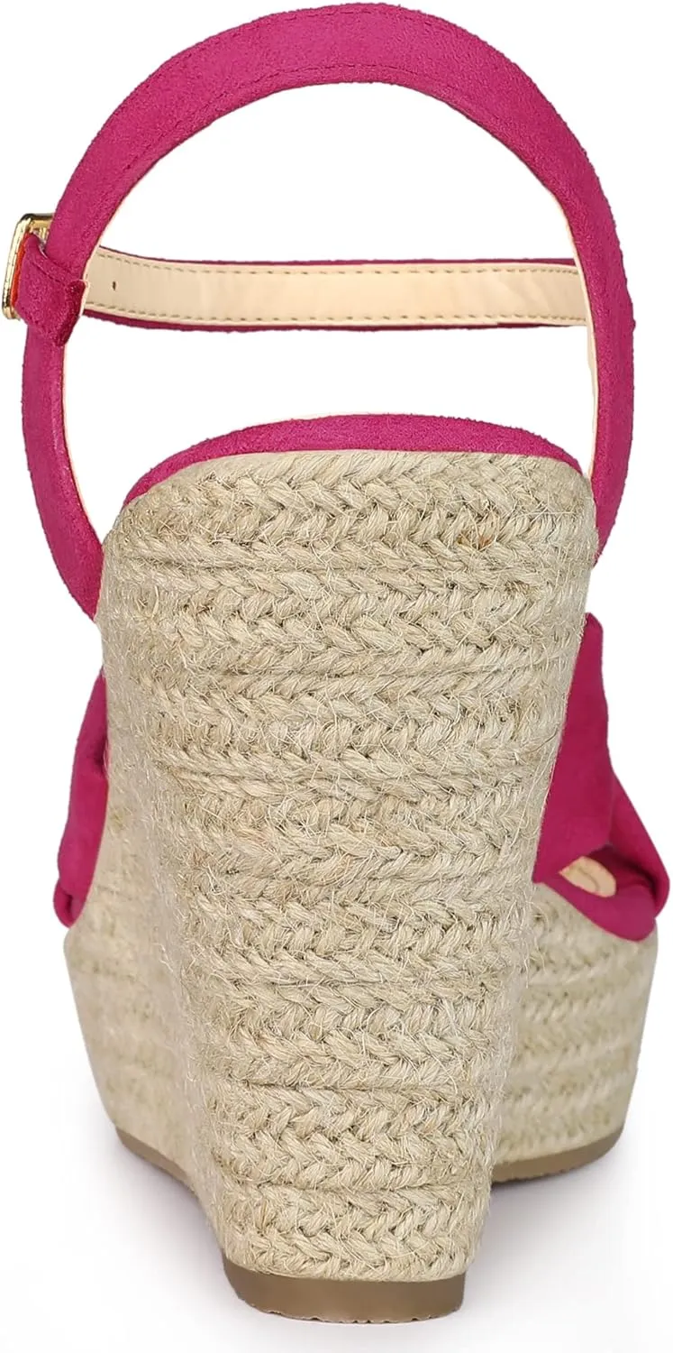 Allegra K Women's Platform Slingback Espadrille Wedge Heel Sandals