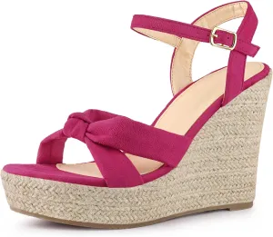 Allegra K Women's Platform Slingback Espadrille Wedge Heel Sandals