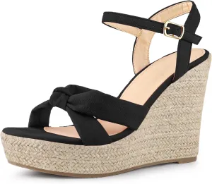 Allegra K Women's Platform Slingback Espadrille Wedge Heel Sandals