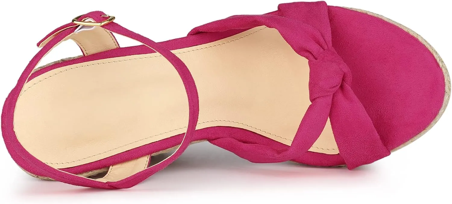 Allegra K Women's Platform Slingback Espadrille Wedge Heel Sandals