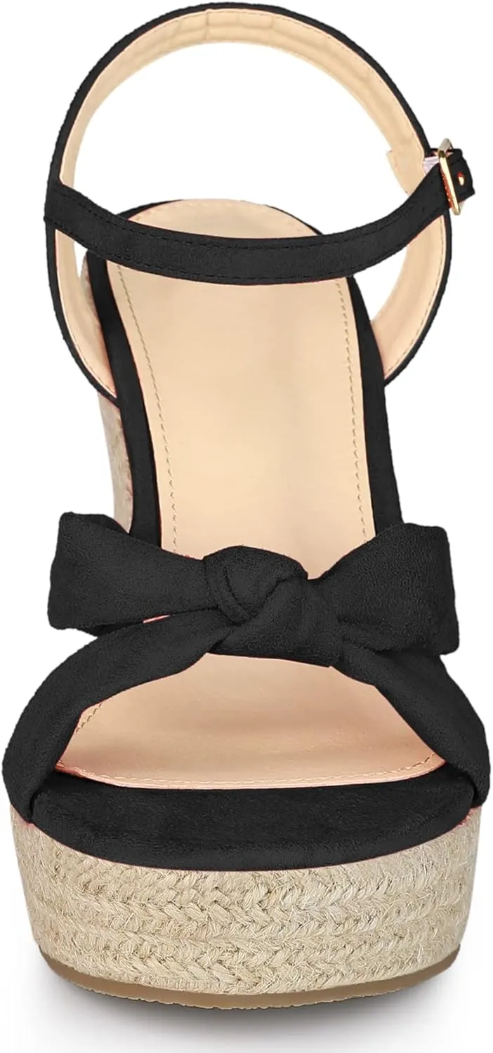 Allegra K Women's Platform Slingback Espadrille Wedge Heel Sandals