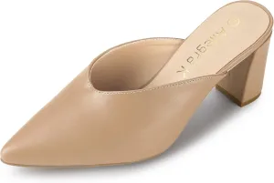 Allegra K Women's Pointed Toe Chunky Heels Slides Mules