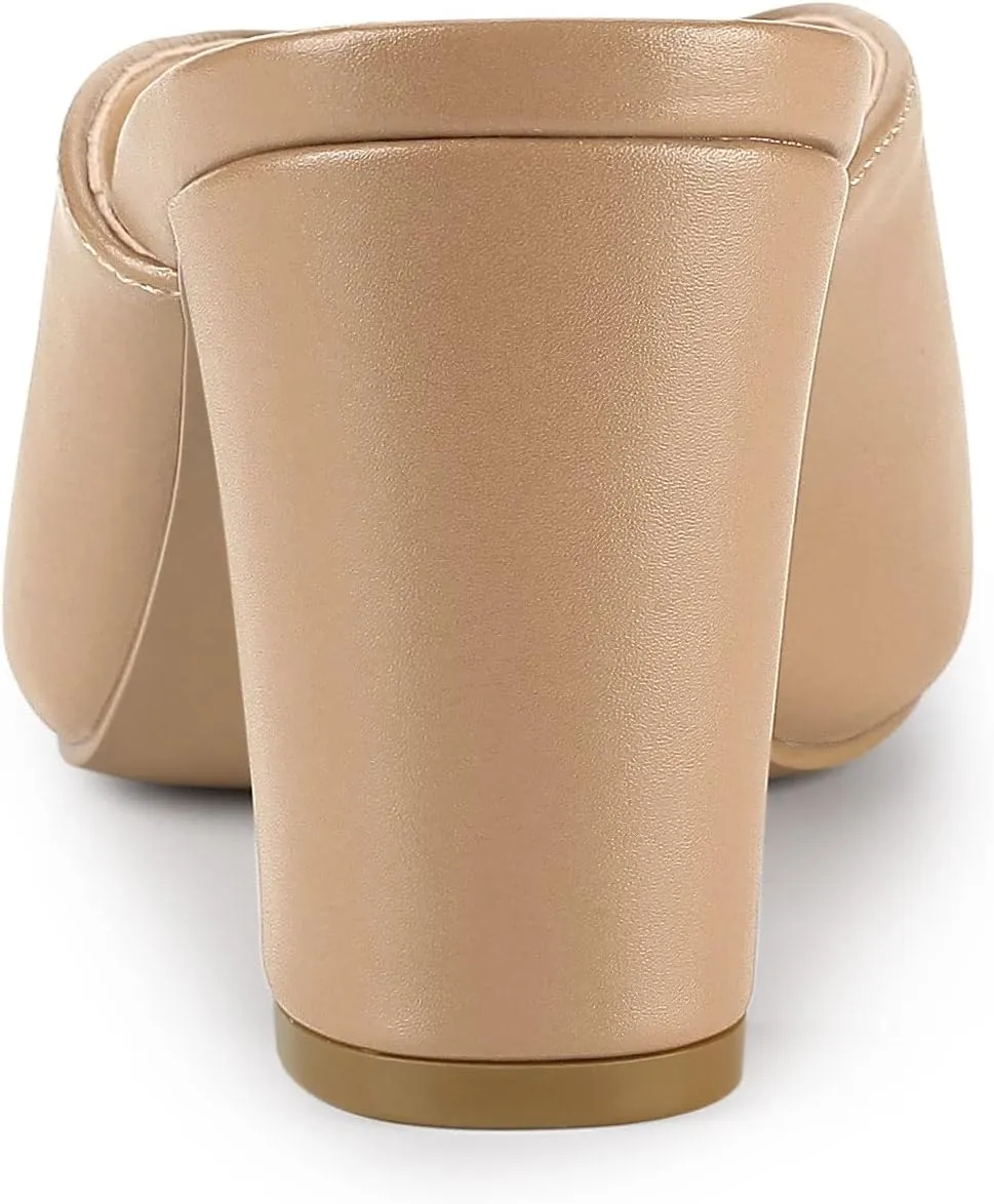 Allegra K Women's Pointed Toe Chunky Heels Slides Mules