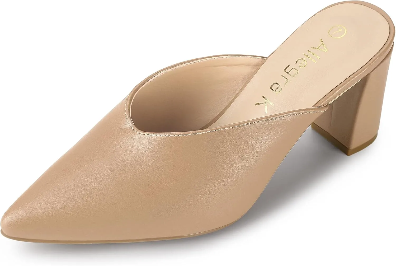Allegra K Women's Pointed Toe Chunky Heels Slides Mules