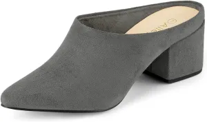 Allegra K Women's Pointed Toe Slip on Block Heel Slide Mules