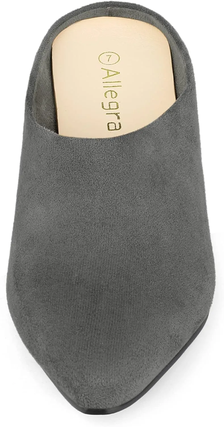 Allegra K Women's Pointed Toe Slip on Block Heel Slide Mules