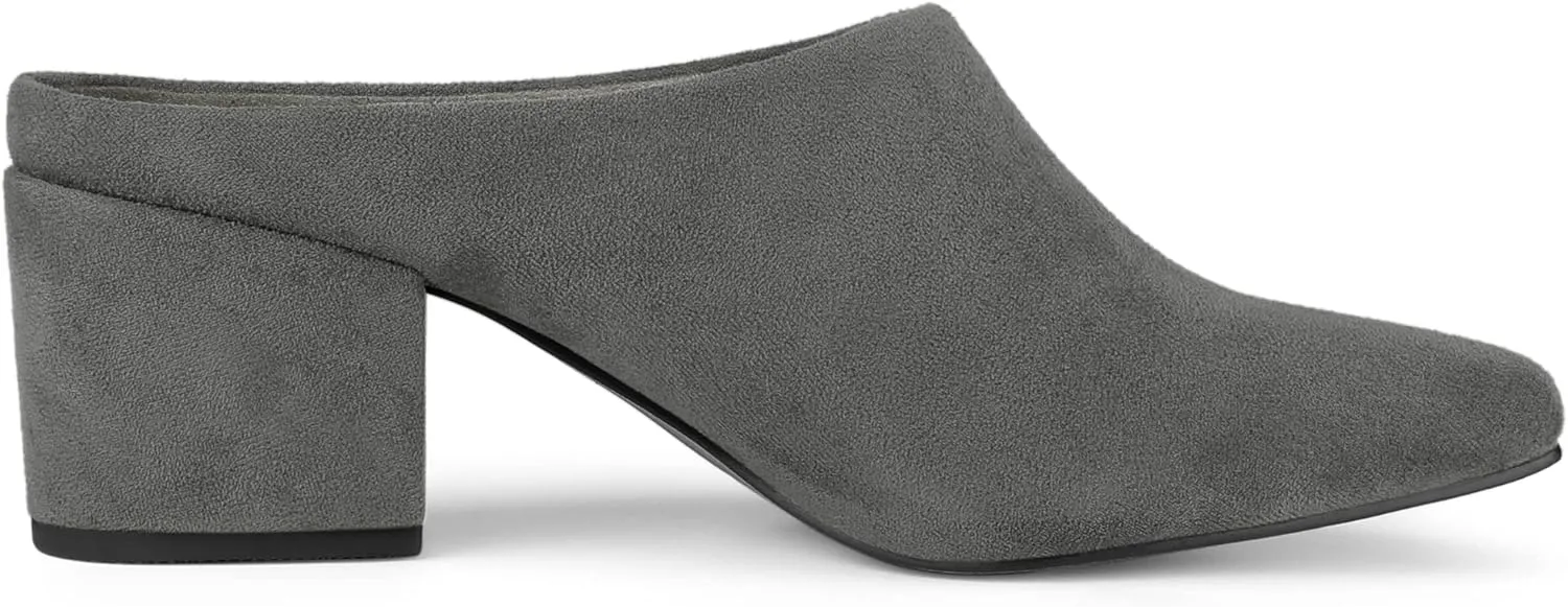 Allegra K Women's Pointed Toe Slip on Block Heel Slide Mules