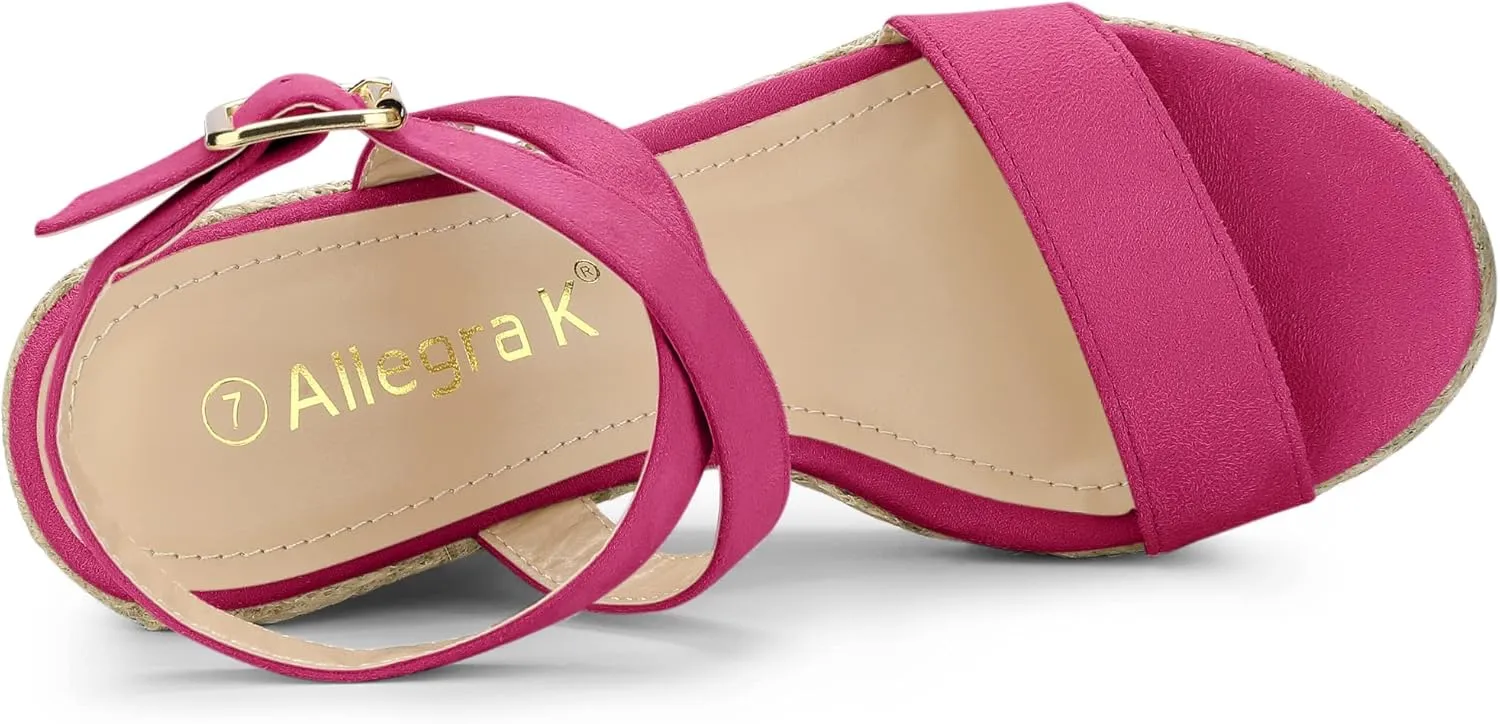 Allegra K Women's Slingback Crisscross Espadrille Wedges Heel Sandals