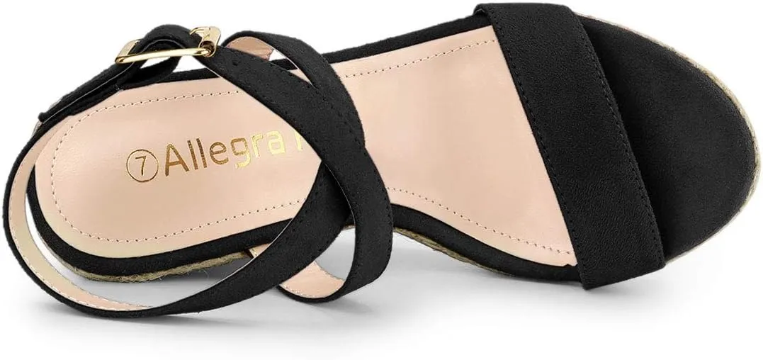 Allegra K Women's Slingback Crisscross Espadrille Wedges Heel Sandals