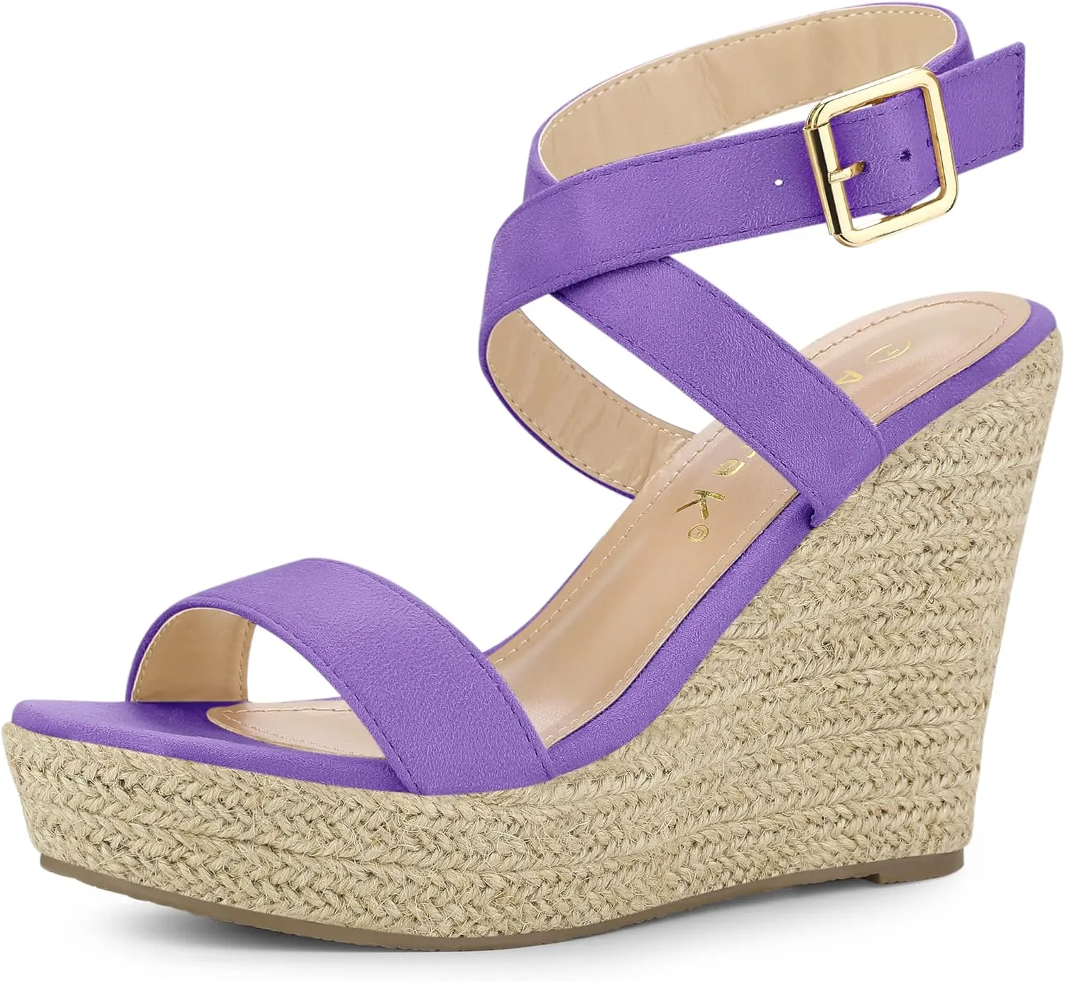 Allegra K Women's Slingback Crisscross Espadrille Wedges Heel Sandals