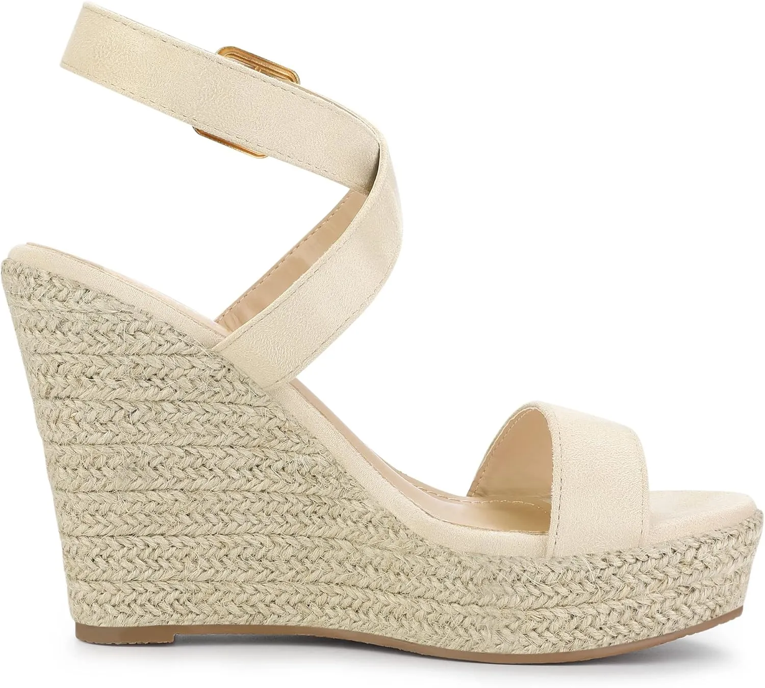 Allegra K Women's Slingback Crisscross Espadrille Wedges Heel Sandals
