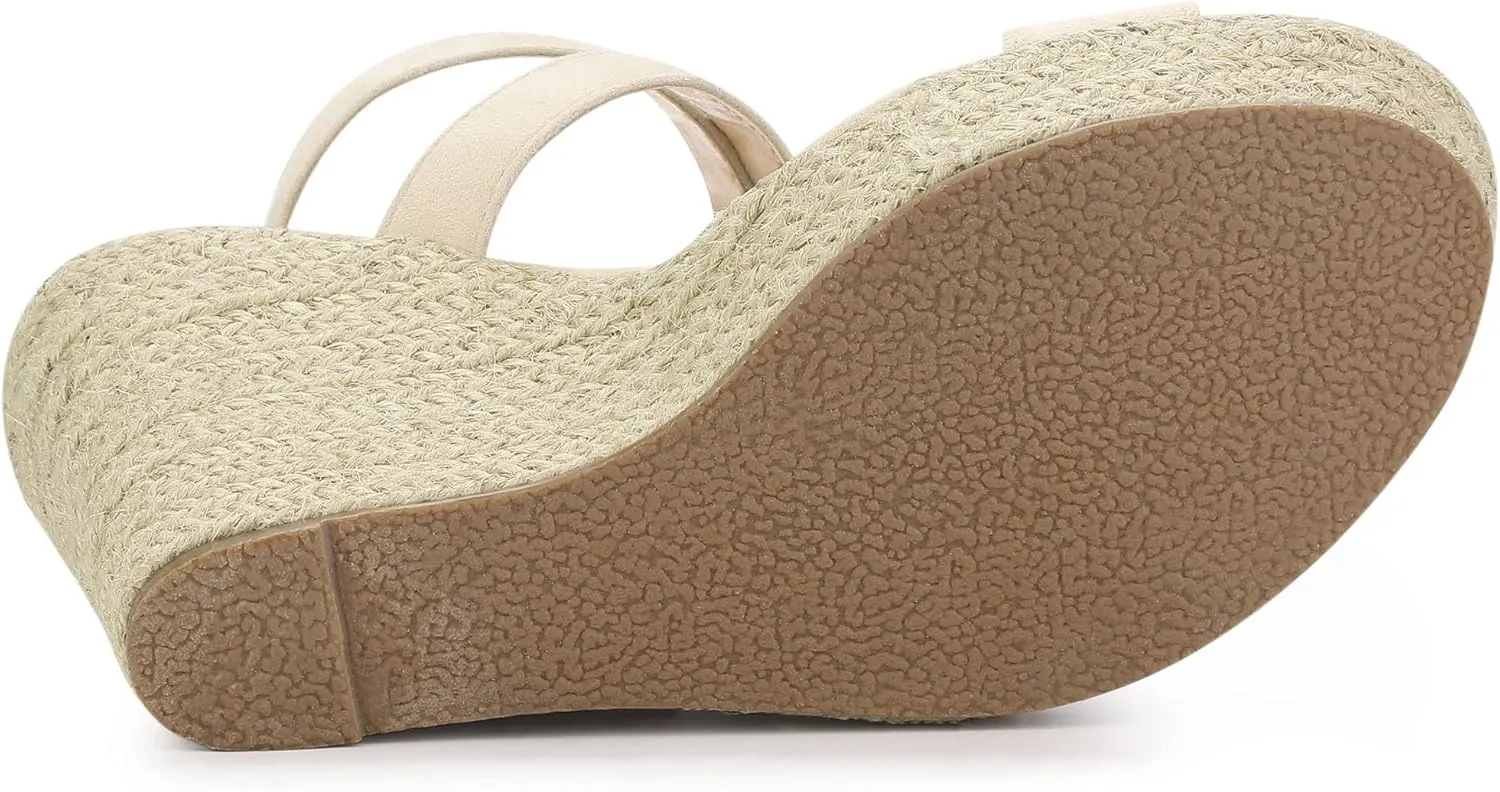 Allegra K Women's Slingback Crisscross Espadrille Wedges Heel Sandals