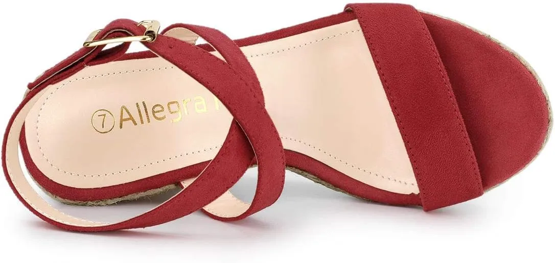 Allegra K Women's Slingback Crisscross Espadrille Wedges Heel Sandals