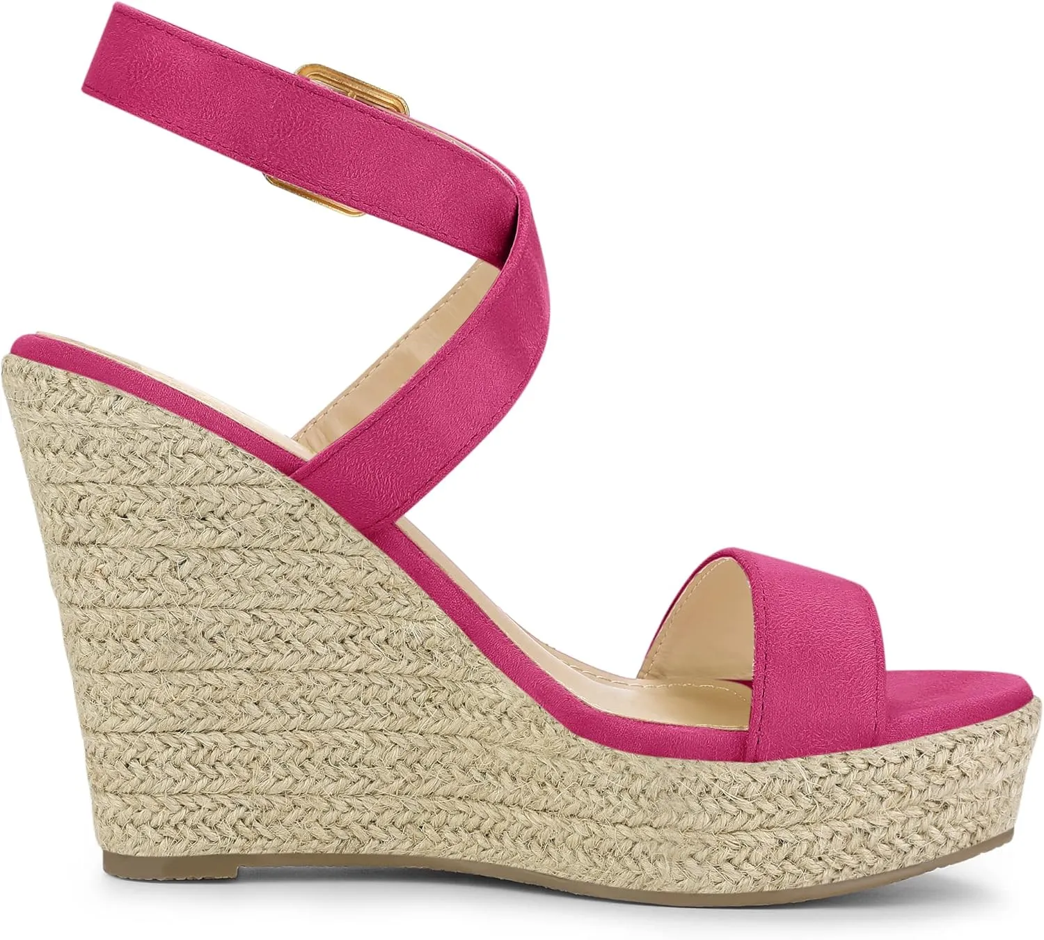 Allegra K Women's Slingback Crisscross Espadrille Wedges Heel Sandals