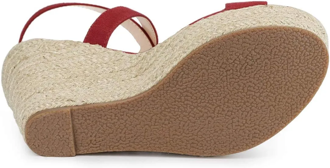 Allegra K Women's Slingback Crisscross Espadrille Wedges Heel Sandals