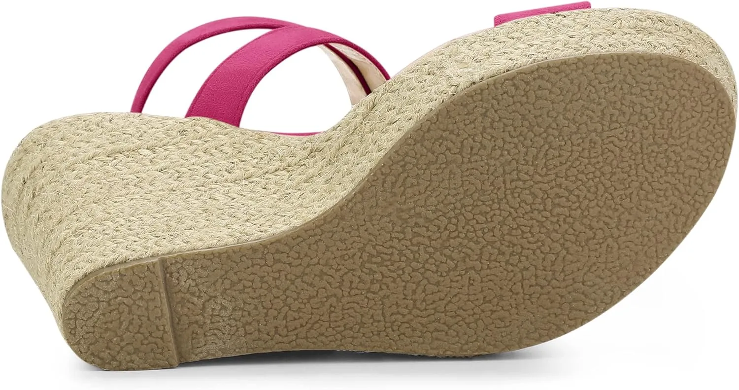 Allegra K Women's Slingback Crisscross Espadrille Wedges Heel Sandals