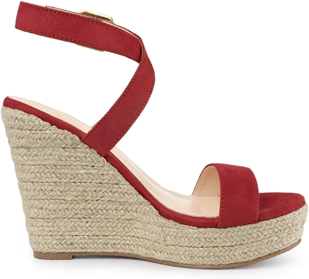 Allegra K Women's Slingback Crisscross Espadrille Wedges Heel Sandals