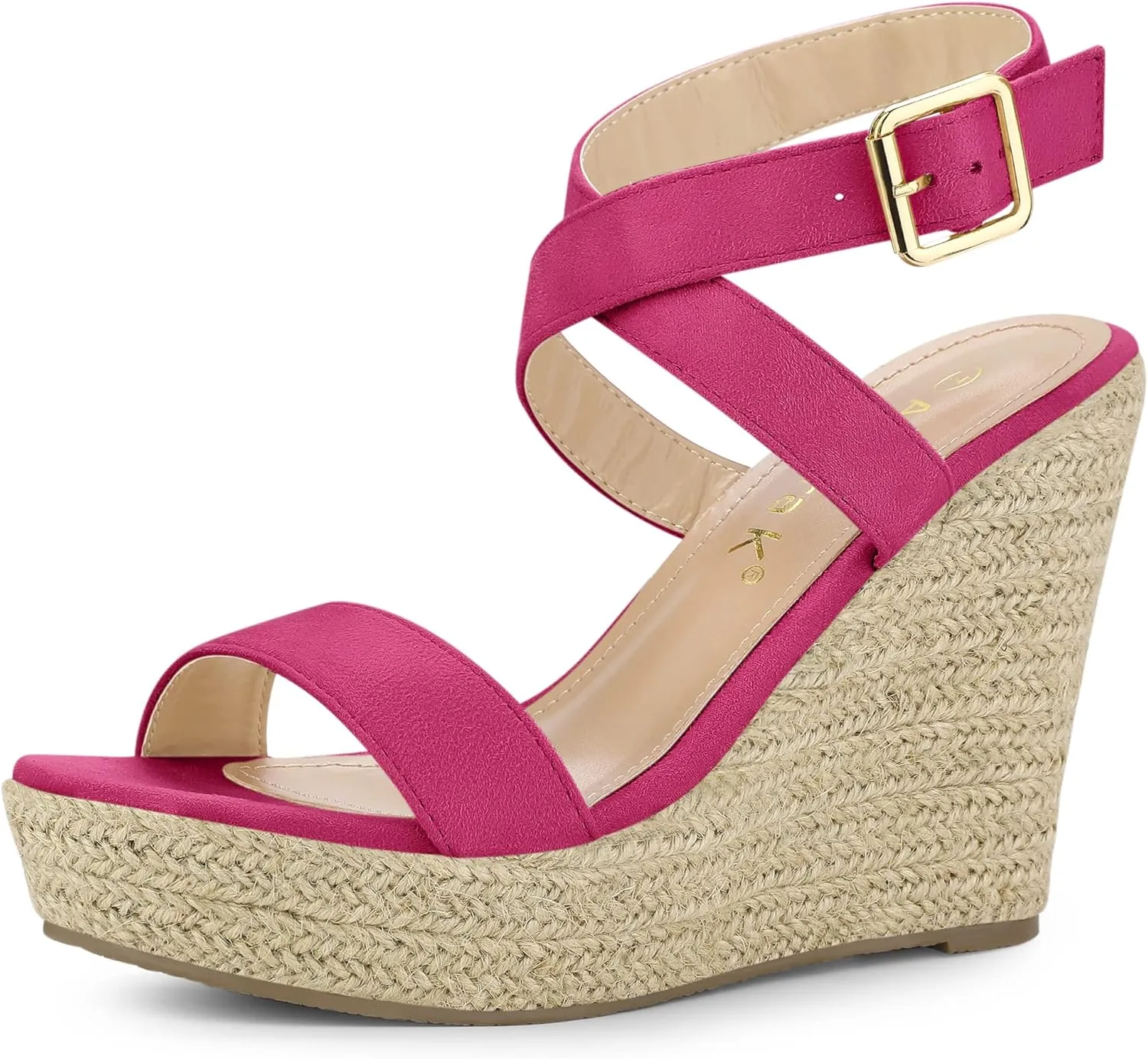 Allegra K Women's Slingback Crisscross Espadrille Wedges Heel Sandals